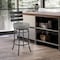 Armen Living Natya Swivel Counter or Bar Stool in Black Finish with Gray Faux Leather 840254333666 - alternate 7